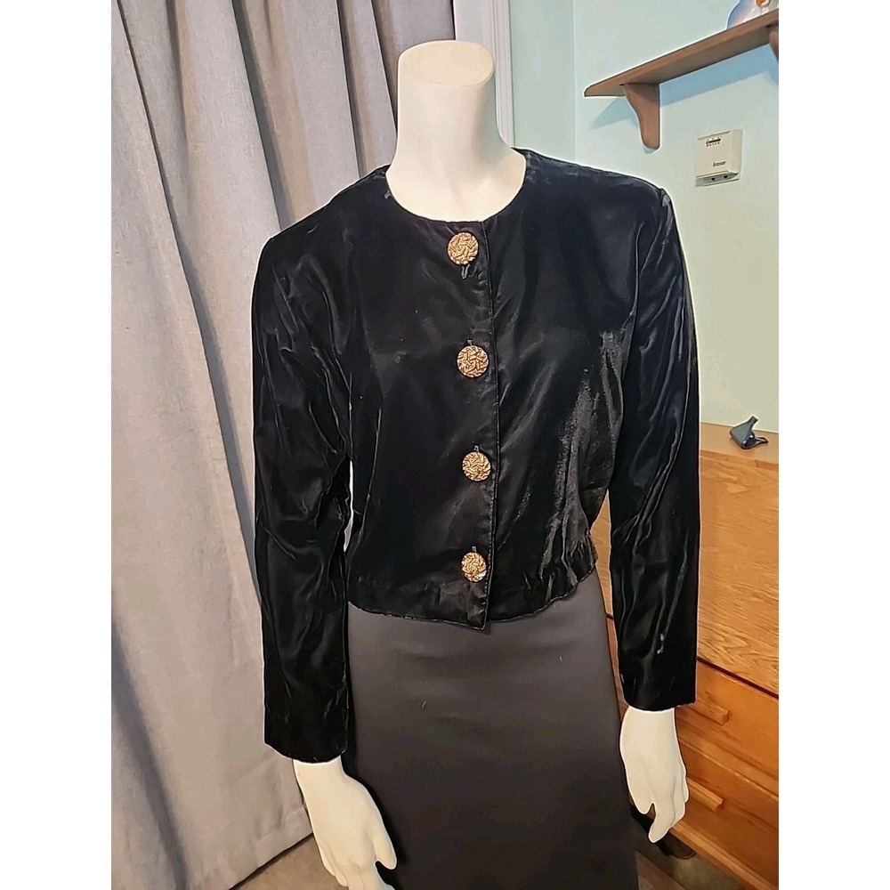 Vtg 80s Velvet Cropped Jacket Diversity Petite 4 NWT Dark Romantic Whimsygoth